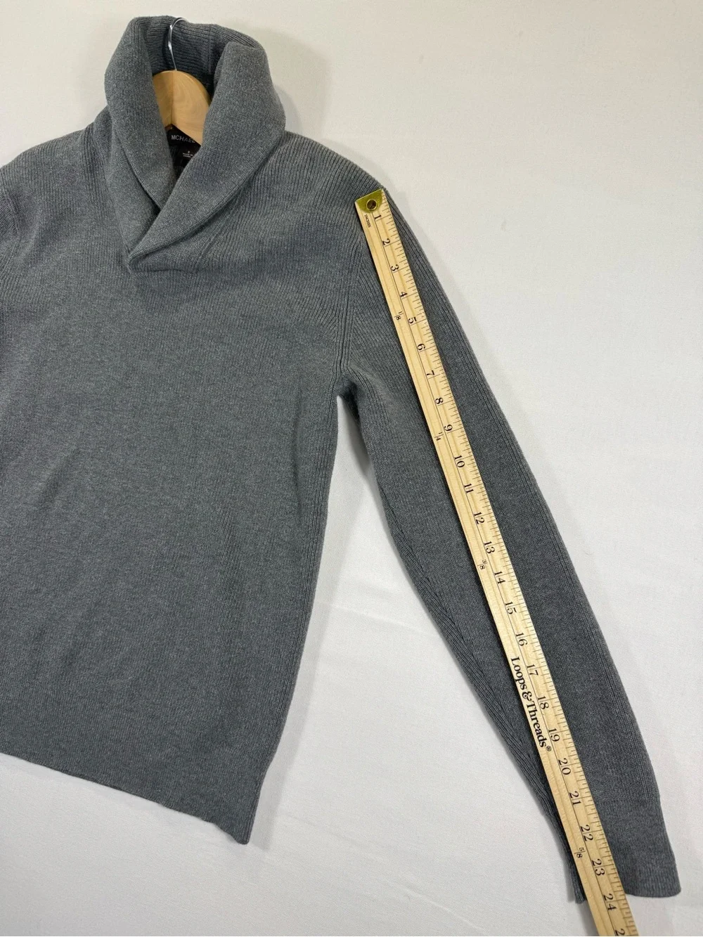 Michael Kors Gray Shawl-Collar Turtleneck Sweater